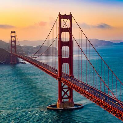 A photo of the Golden Gate Bridge headed into Marin County