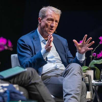 Tom Steyer on stage at Climate One