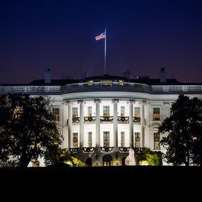 The White House at night